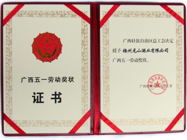 2009龍山酒業(yè)有限公司（廣西五一勞動獎章）